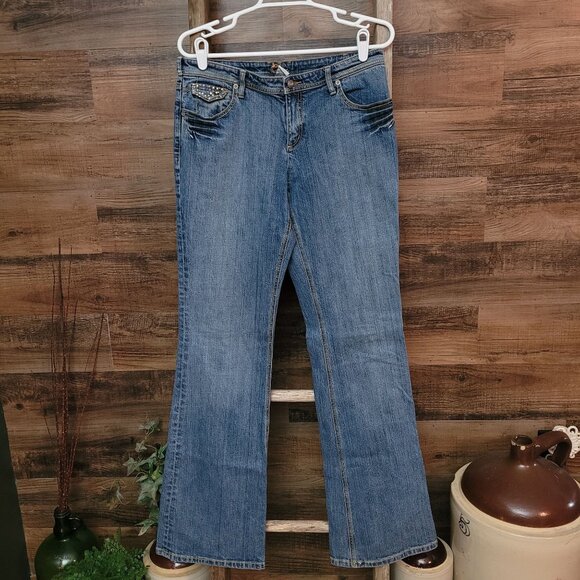 VTG Cache Jeans Women 8 Bootcut Low Rise Embellished Button Flap Pockets Western - Picture 2 of 10
